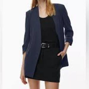 Babaton Aritzia Power Blazer Navy Open-Front 3/4 Sleeve Jacket Sz 2